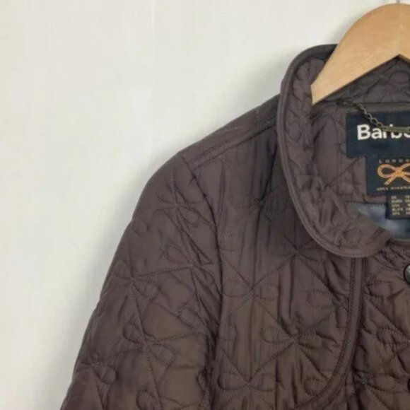 Rare Barbour x Anya Hindmarch 6 Minx Quilted Jacket Brown Bows Vintage - Picture 3 of 13